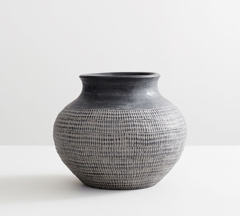 Fraiser Textured White Ceramic Vase - Small | Pottery Barn (US)