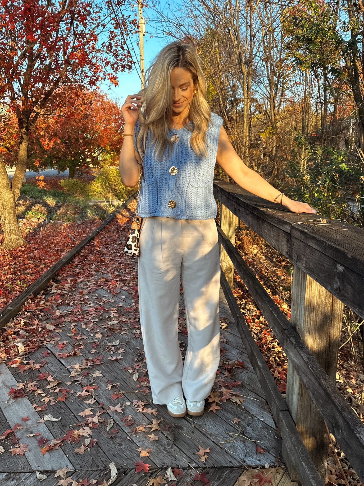 Fall outfit
Amazon sweater vest
Abercrombie trousers