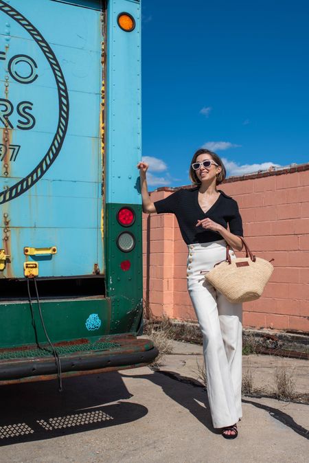 Getting in the mood for Puerto Rico 🇵🇷 I always plan my travel wardrobe ahead of time because I hate checking a bag—it calls for efficiency, rolling, and some strategic outfit coordination! Hello neutral linen pants, a go-to woven bag, and lightweight knits that transition from day to night.

Heels @inez // get 15% off with code VANESSA15

#springstyle #sezane #sezaneaddict 

#LTKshoecrush #LTKitbag #LTKtravel