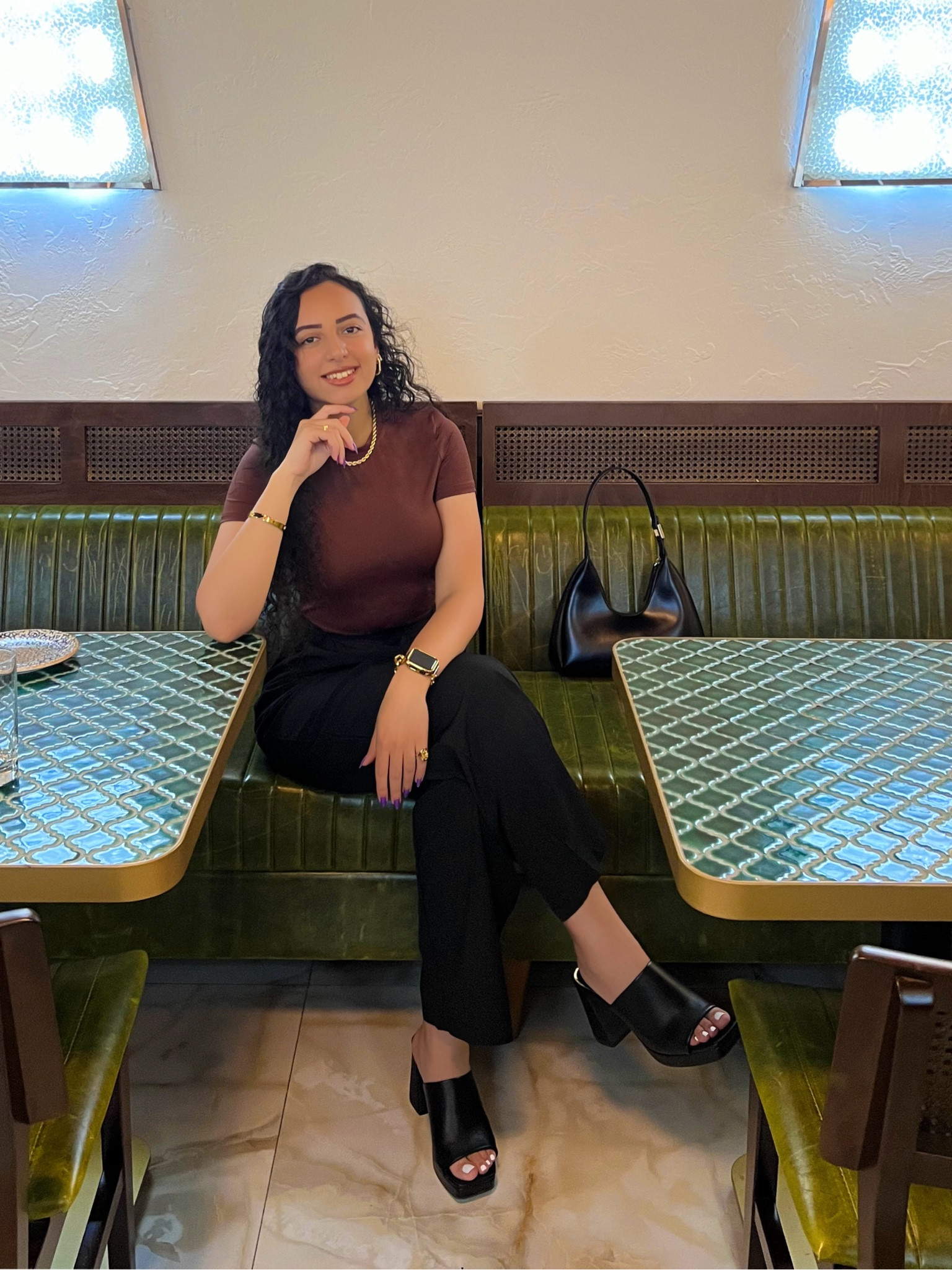Brown on black outfit combo 🤎🖤
.
🔖 Follow @its.sandyibrahim for more
.
Sandals & Earrings: @tjmaxx 
Top & Pants: @sheinofficial @shein_us 
Ring: @evryjewels use code SANDY15 for extra savings 
Bag: @amazon @amazonfashion on my storefront in bio

#LTKShoeCrush #LTKItBag #LTKWorkwear