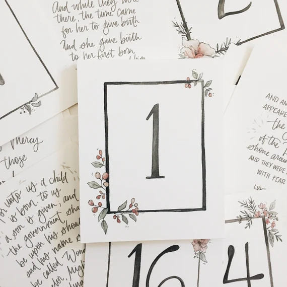 Christmas Advent Calendar “vintage florals”// holiday decor - bible verse - christmas story -... | Etsy (US)