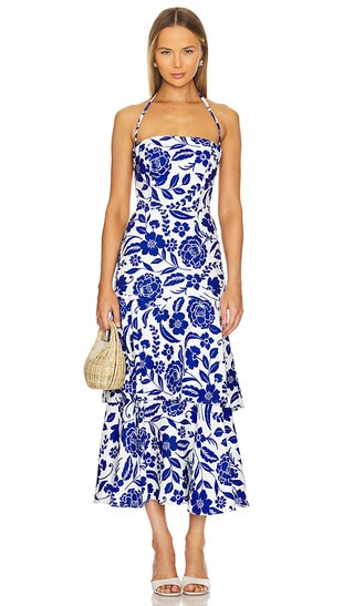 Flowers Of Spain Linen Dress in Blue & White | Revolve Clothing (Global)