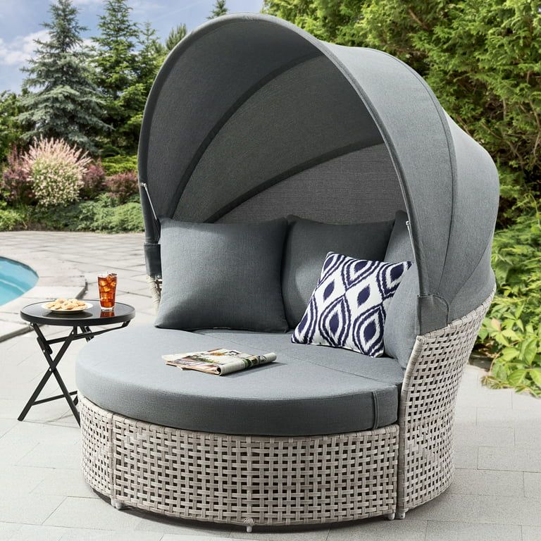 Mainstays Tuscany Ridge 2-Piece Outdoor Daybed with Retractable Canopy, Dark Gray | Walmart (US)