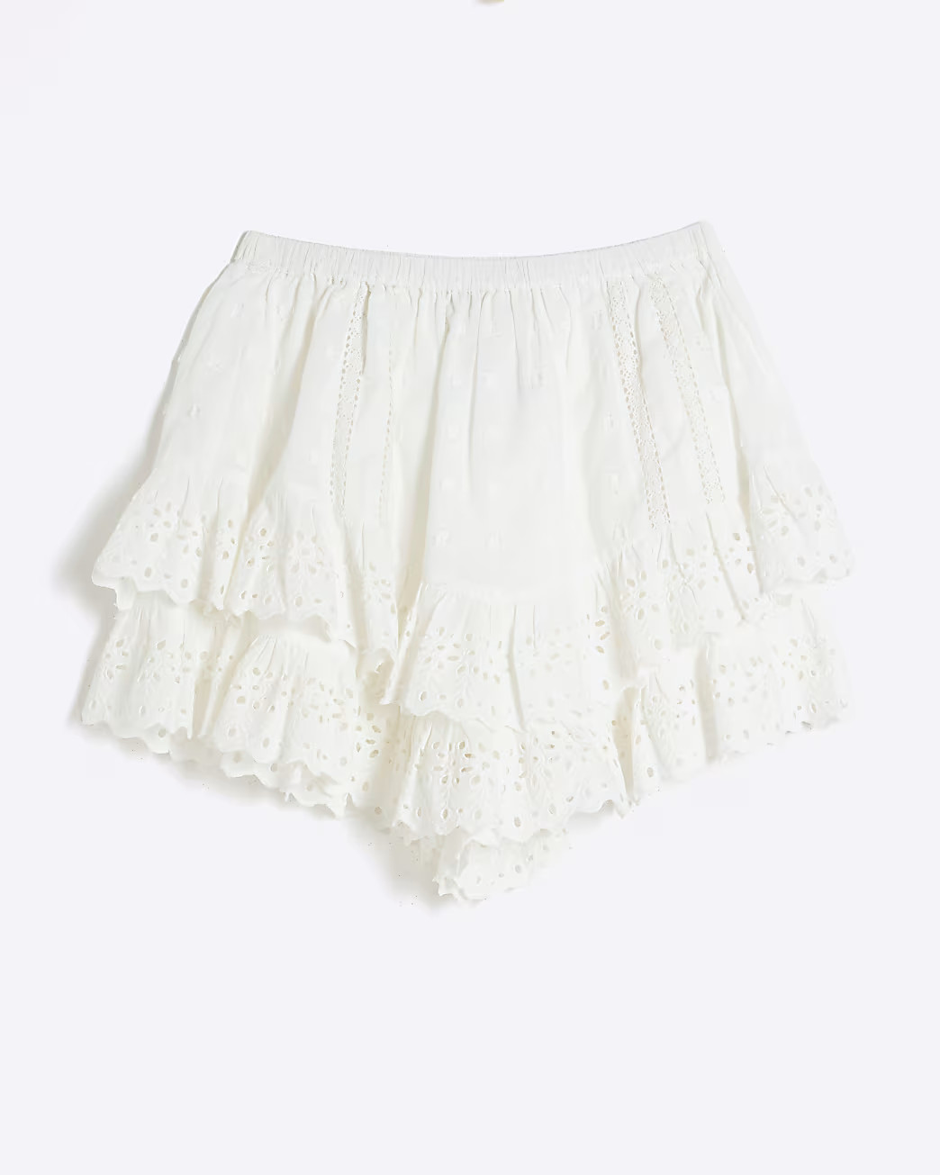 Cream Broderie Skort | River Island UK & IE