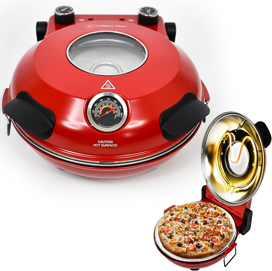 CULINARY CHEF Electric Pizza Oven with Ceramic Stone, Viewing Window, Adjustable Heat Control, Ti... | Amazon (US)
