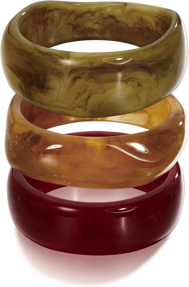Chunky Resin Bracelet for Women Vintage Tortoiseshell Resin Bangle Bracelets Set Wide Acetate Wri... | Amazon (US)