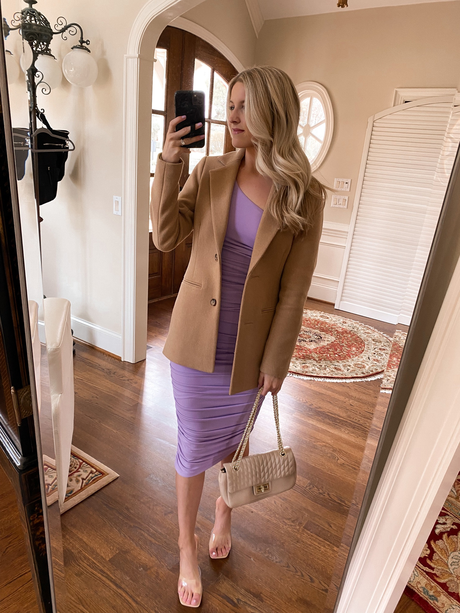 Spring wedding guest dress! Wearing an xs in the dress and blazer coat. (I do wish that I got a S in the dress, but it was still comfy!) Comes in multiple colors  

#LTKunder100 #LTKwedding #LTKstyletip
