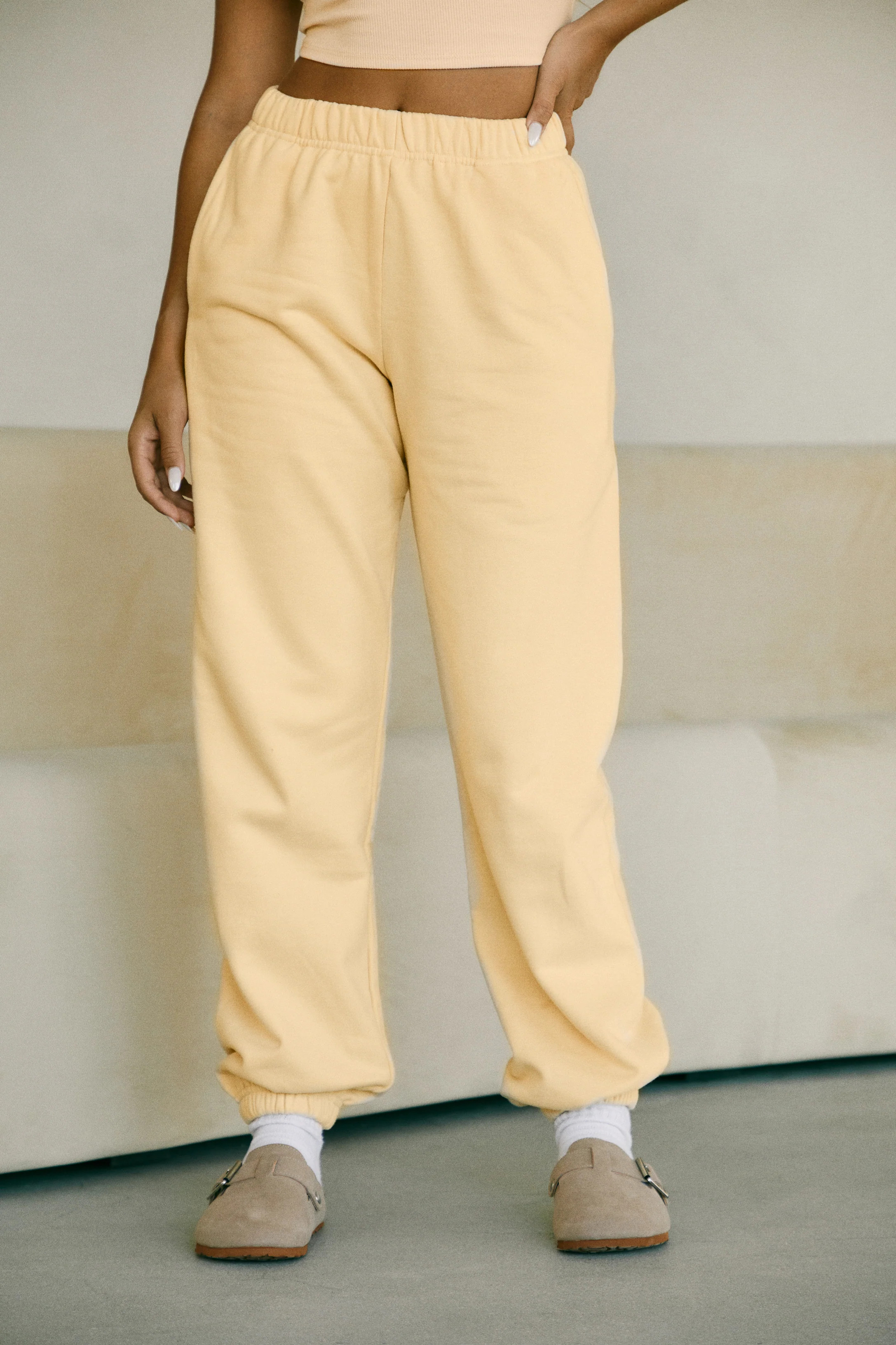 Miss Lola | Cozy Mornings Butter High Waist Jogger Pant | MISS LOLA