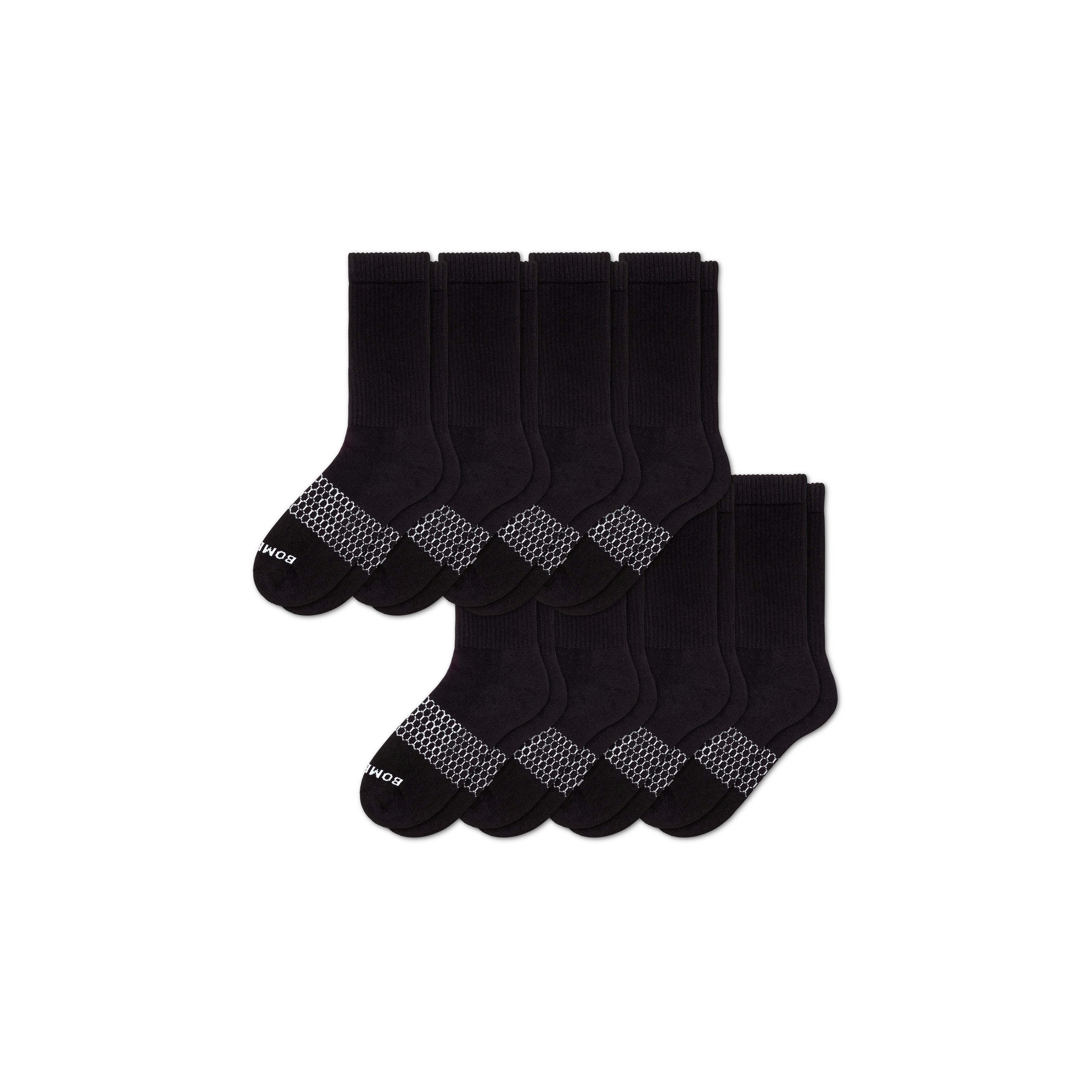Men's Solids Calf Sock 8-Pack - Black - Medium - Cotton Blend - Bombas | Bombas