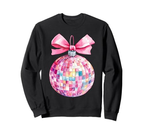 Coquette Christmas Ornament Disco Ball Bow Aesthetic Girl Sweatshirt | Amazon (US)