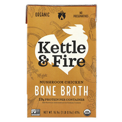 Kettle & Fire, Bone Broth, Mushroom Chicken, 16.9 oz (479 g) | iHerb