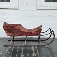 Antique Child's Sleigh ~ Hand Painted Original & Authentic Small Bentwood With Iron Lined Runners Rare Farmhouse Antiques | Etsy (US)