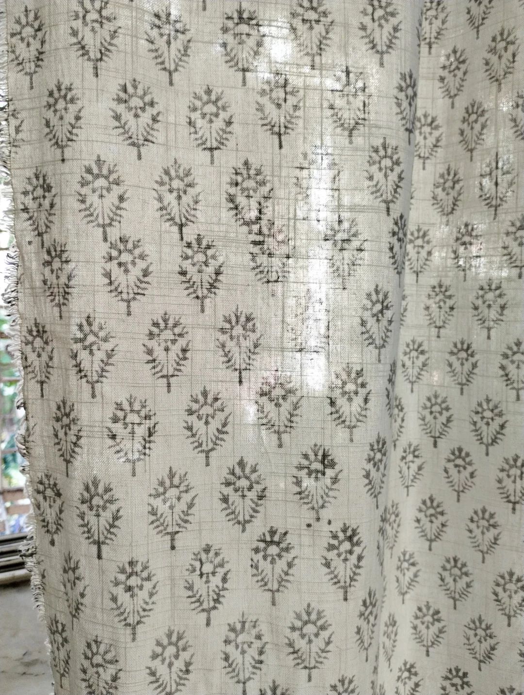 Block printed curtains/ Slub Cotton semi sheer curtains/ Bohemian Curtains / Thick curtains / Flo... | Etsy (US)