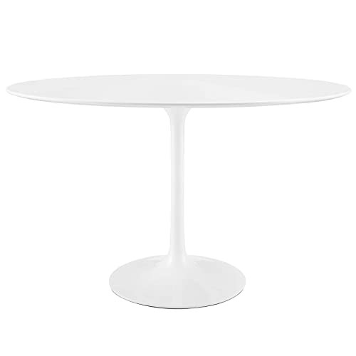 Modway Lippa 48" Mid-Century Modern Dining Table with Oval Top and Pedestal Base in White | Amazon (US)