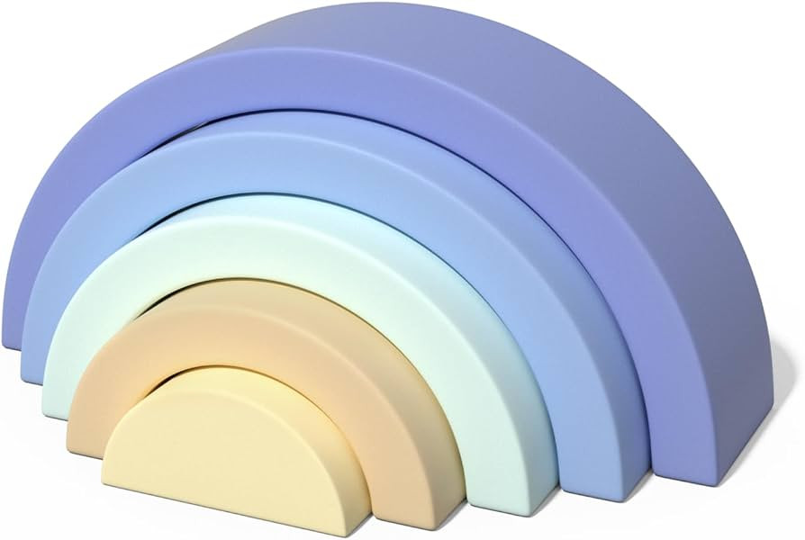 Asweets Wooden Stackable Rainbow Toy, 5 PCS Wooden Building Blocks Set for Baby, Kids and Toddler... | Amazon (US)