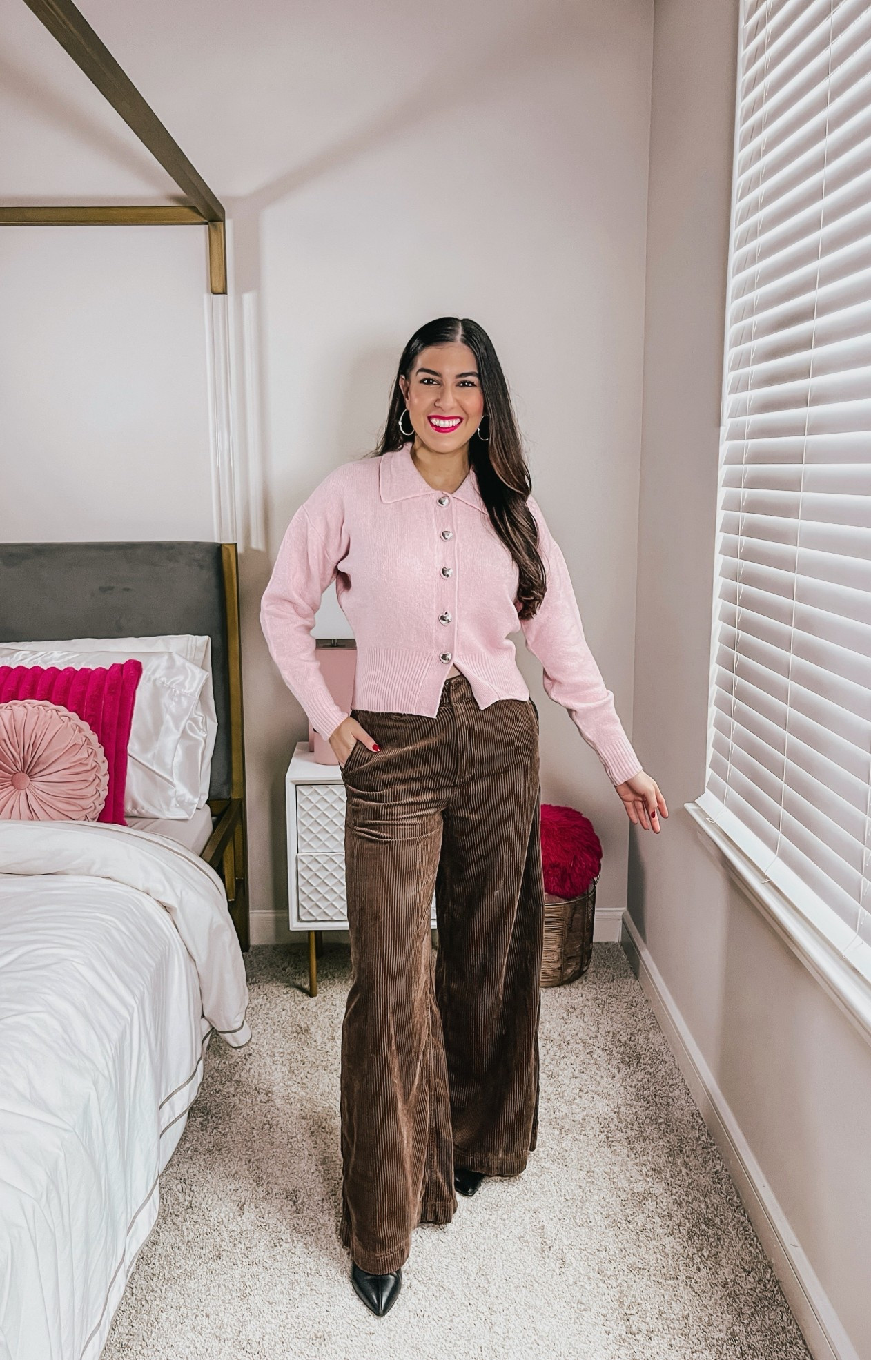 Target Fall Outfit 🩷🤎 Cute pink cardigan with cute heart buttons and brown corduroy pants. Both pieces are true to size. Target Fashion. 


#LTKSeasonal #LTKWorkwear #LTKFindsUnder50