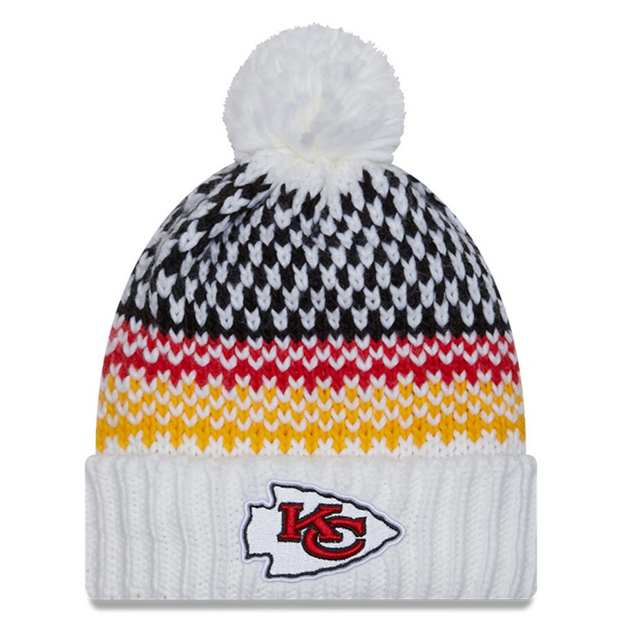 Kansas City Chiefs New Era Women's 2023 Sideline Cuffed Knit Hat with Pom - White | Fanatics