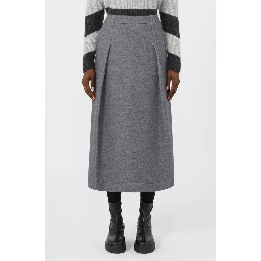 MM by Max Mara Netto Pleated Jersey Midi Skirt in Dark Grey at Nordstrom, Size Medium | Nordstrom
