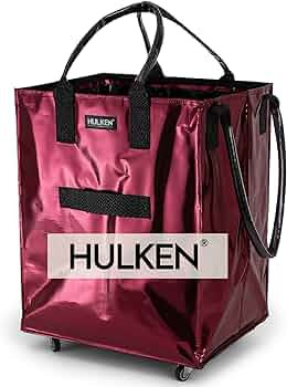 HULKEN - (Large, Cosmic Red Reusable Grocery Bag On Wheels, Shopping Trolley, Rolling Tote, Zippe... | Amazon (US)