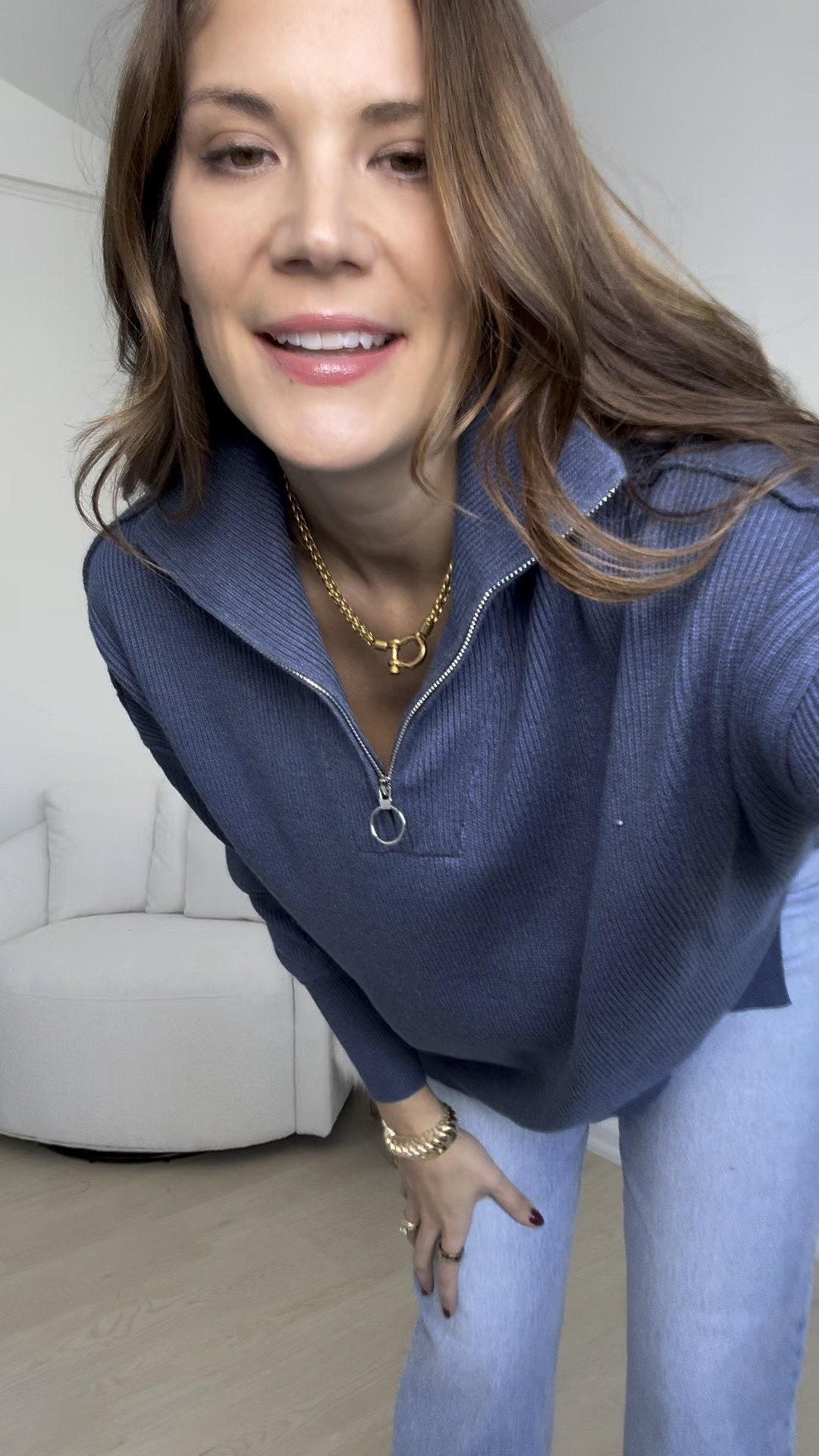 This quarter zip is perfection! It’s such an easy and warm sweatshirt to style. It goes great with jeans, yoga pants, or leggings. It’s the perfect throw on and go sweatshirt.

Quarter zip, Amazon finds, long length jeans, slippers, gold necklace, Amazon jewelry, blue sweatshirt, ribbed quarter zip, Stang and Co

#LTKTall #LTKSeasonal #LTKmomlife