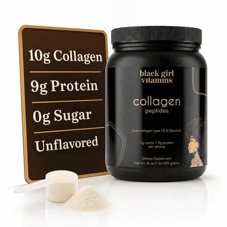 Black Girl Vitamins | Collagen Peptides Powder - Collagen for Skin, Hair & Nails - Unflavored Hydrolyzed Collagen Powder, Dairy-Free, Gluten-Free Collagen for Women and Men - 16oz | Walmart (US)