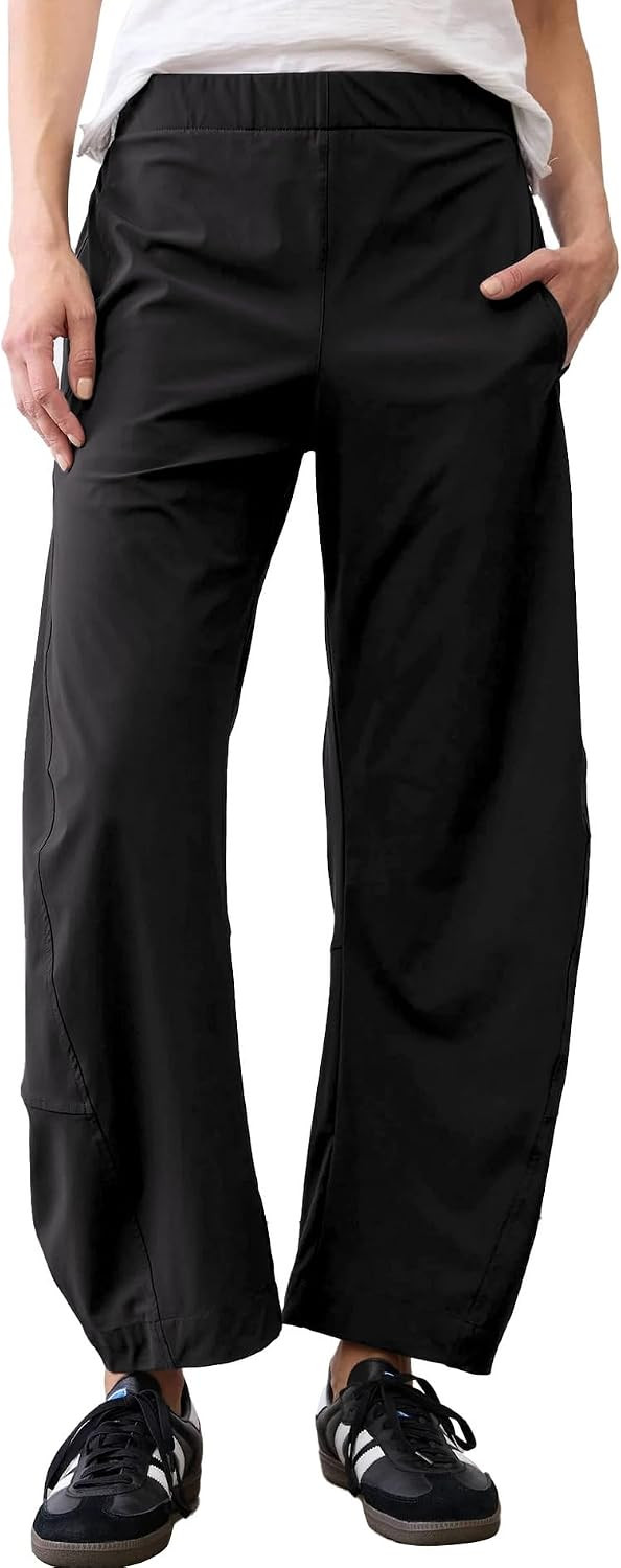 Womens Barrel Pants Wide Leg High Waisted Ankle Business Work Pants Travel Casual Trousers with Pockets | Amazon (US)