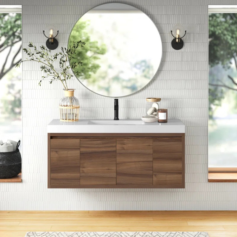 Altenburg 48.5'' Wall Mounted Single Bathroom Vanity with Cultured Marble Vanity Top | Wayfair North America