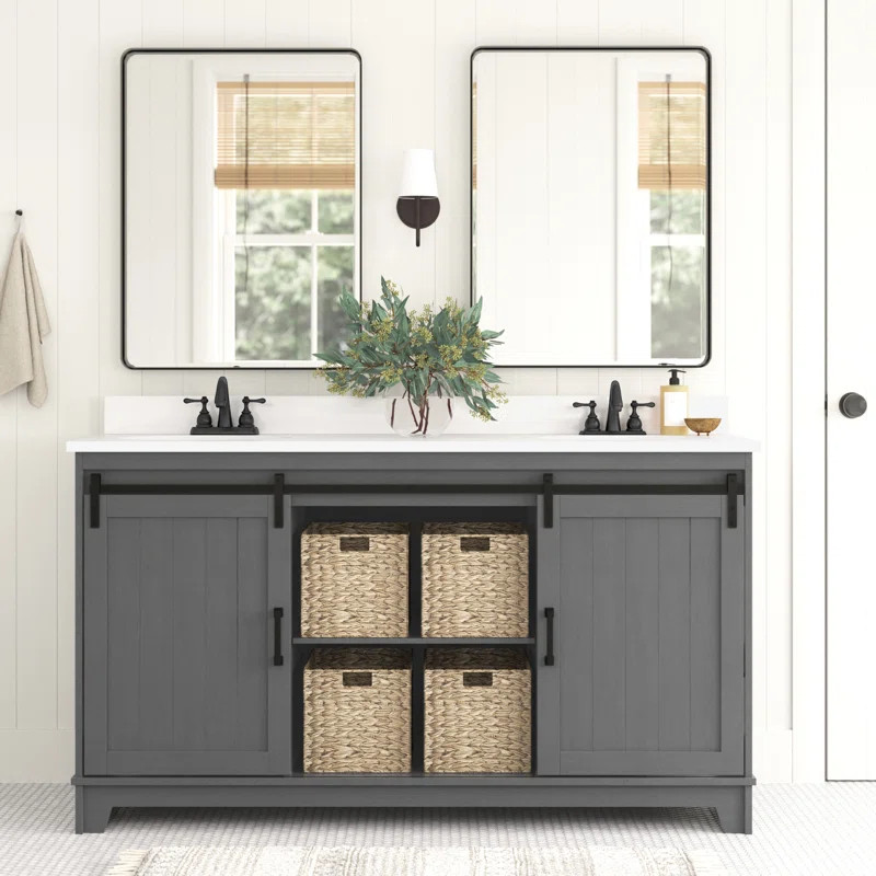 Braylen 60'' Double Bathroom Vanity with Vitreous China Top | Wayfair North America