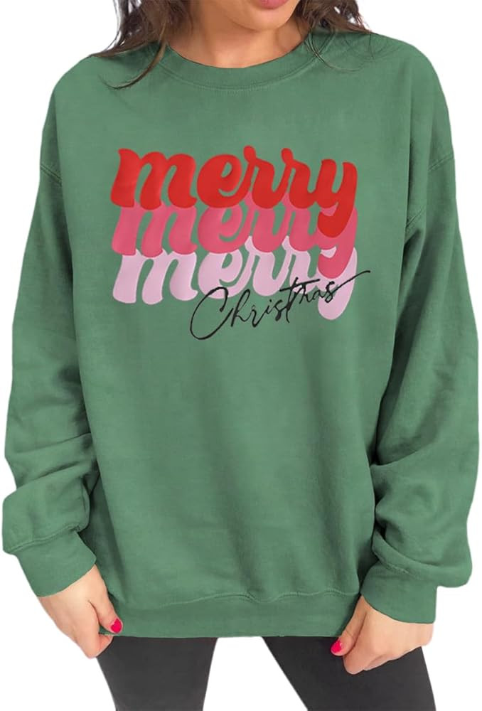 KEKEMI Christmas Sweatshirts for Women Long Sleeve Merry Christmas Letter Print Fall Sweater Casu... | Amazon (US)