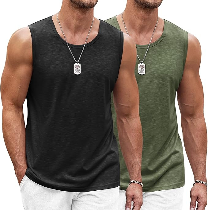 COOFANDY Men's Workout Tank Top 2 Pack Casual Soft Sleeveless Gym Muscle Shirts Bodybuilding Tee | Amazon (US)