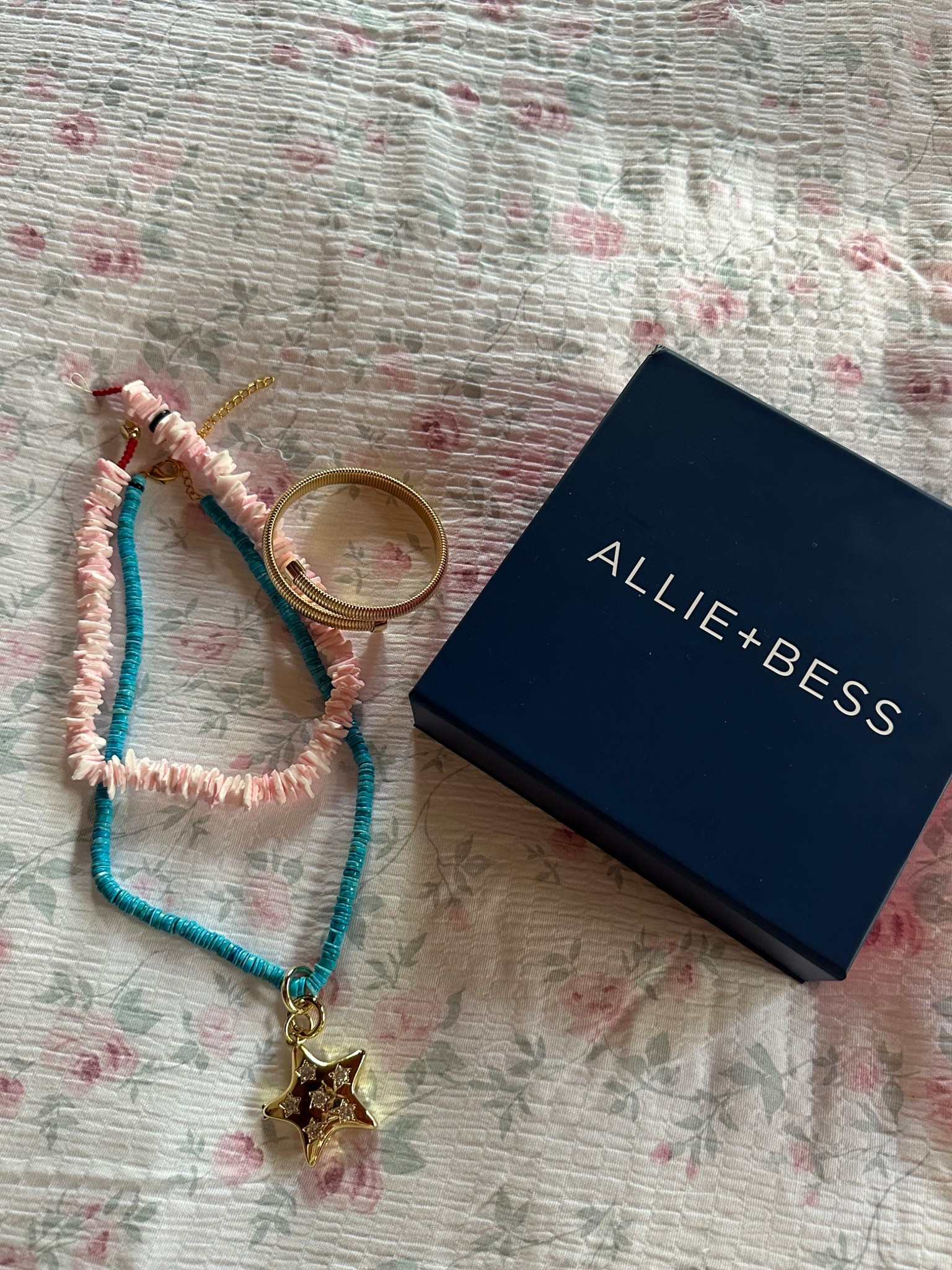 Allie + Bess sent over the CUTEST spring/summer pieces ⭐️💙🌸 star charm is also interchangeable!