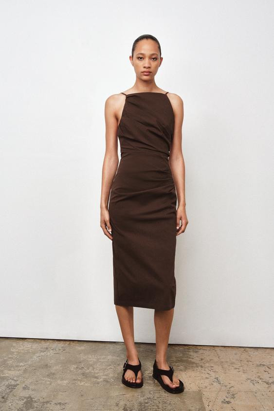 ZW COLLECTION DRAPED MIDI DRESS | Zara US