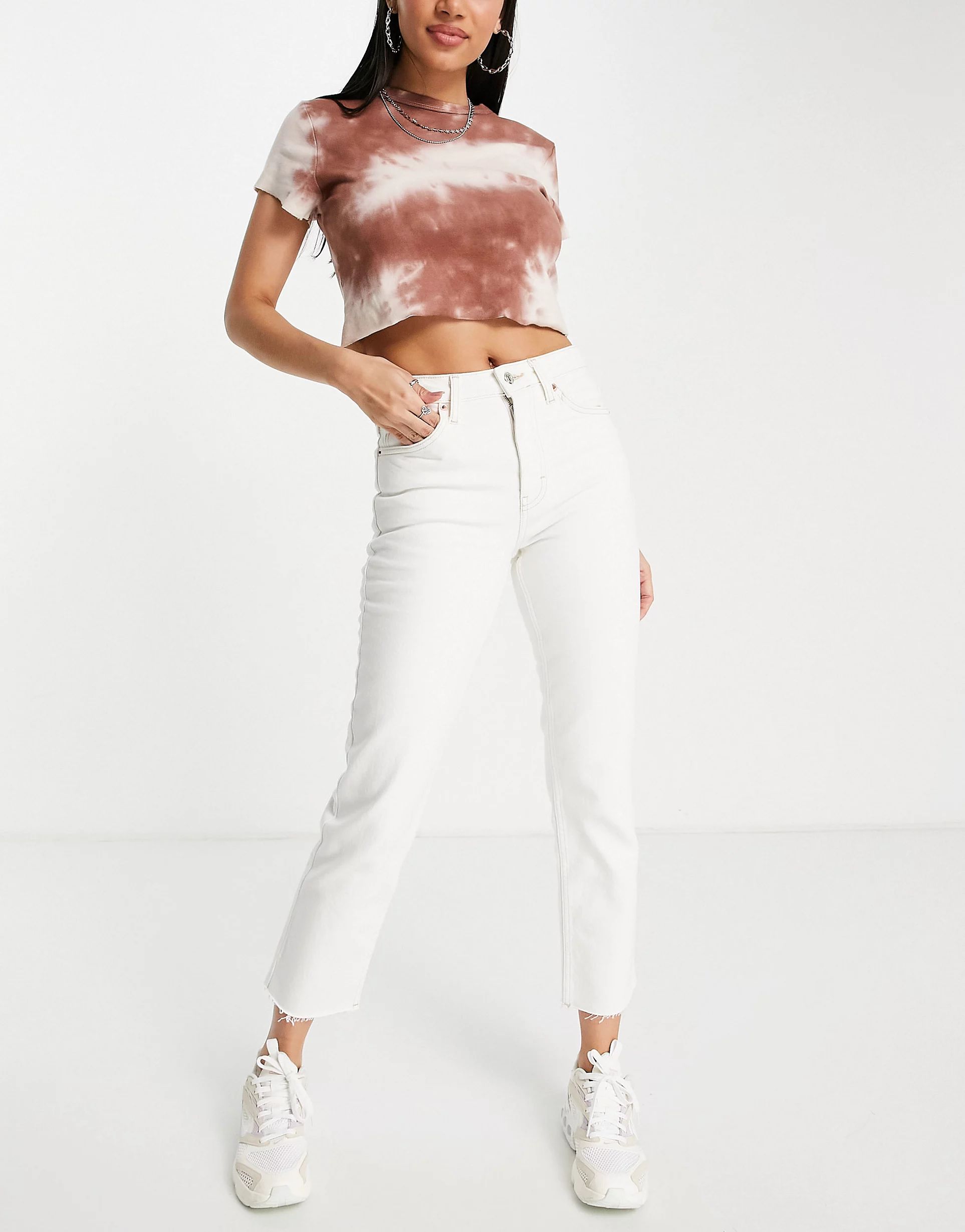 Topshop straight jeans with raw hem in white  | ASOS | ASOS (Global)