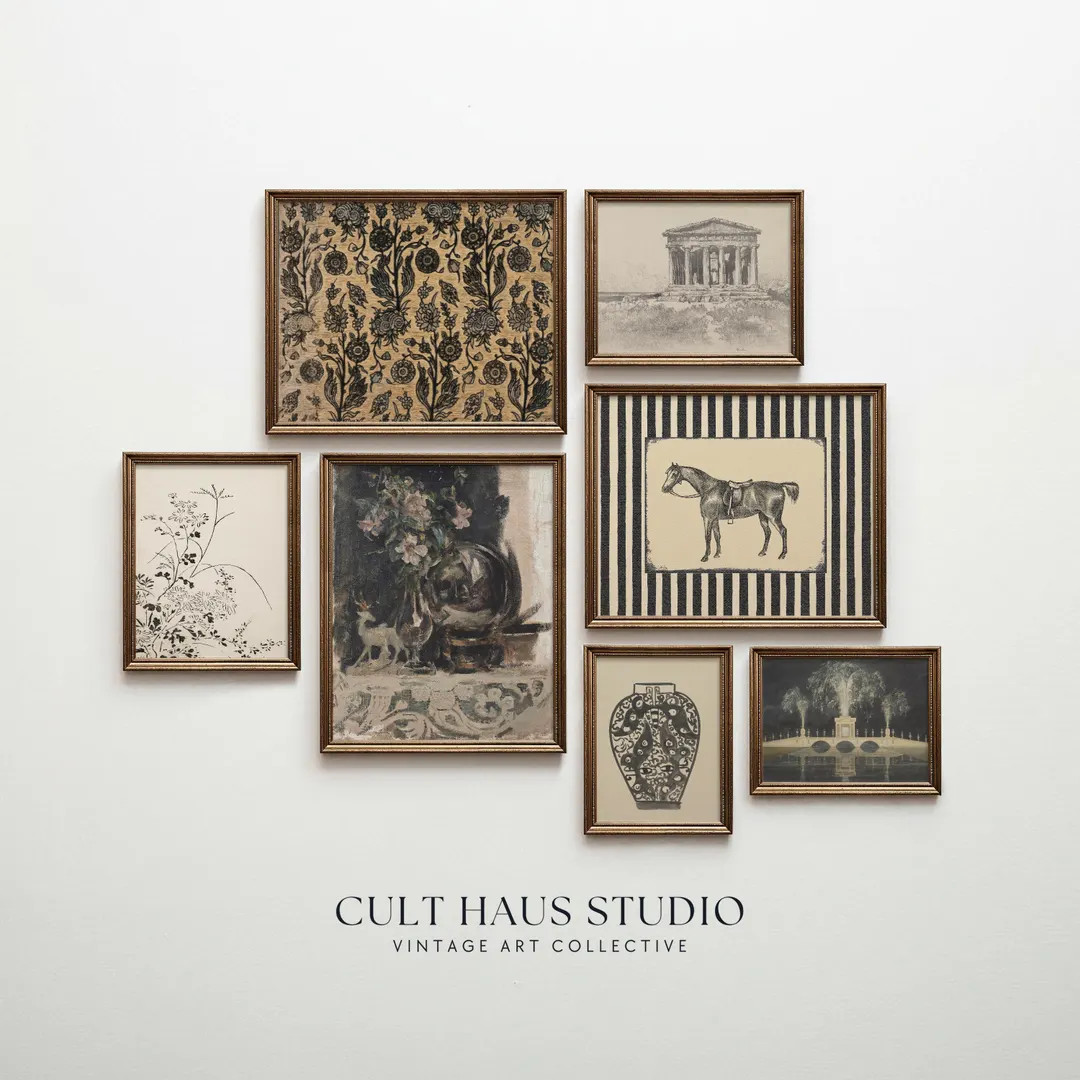Vintage European Gallery Wall Set | Neutral Antique Art Prints (Digital Download) | Etsy (US)