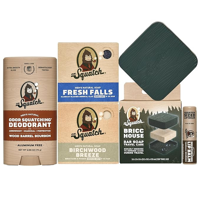 Dr. Squatch NEW Bricc House Travel Pack - Soap Travel Case + Birchwood Breeze, Fresh Falls Soap +... | Amazon (US)