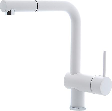 Grünblatt White Matt Kitchen Tap Extendible Sink Mixer Tap Kitchen Tap Single Lever Mixer Tap wi... | Amazon (UK)