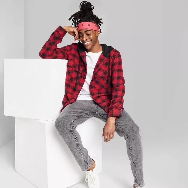 Adult Woven Checked Hooded Button-Down Shirt - Original Use™ | Target