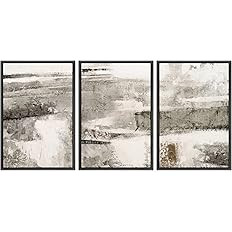 wall26 Framed Canvas Print Wall Art Set Minimal Black Gray Paint Landscape Abstract Shapes Illust... | Amazon (US)