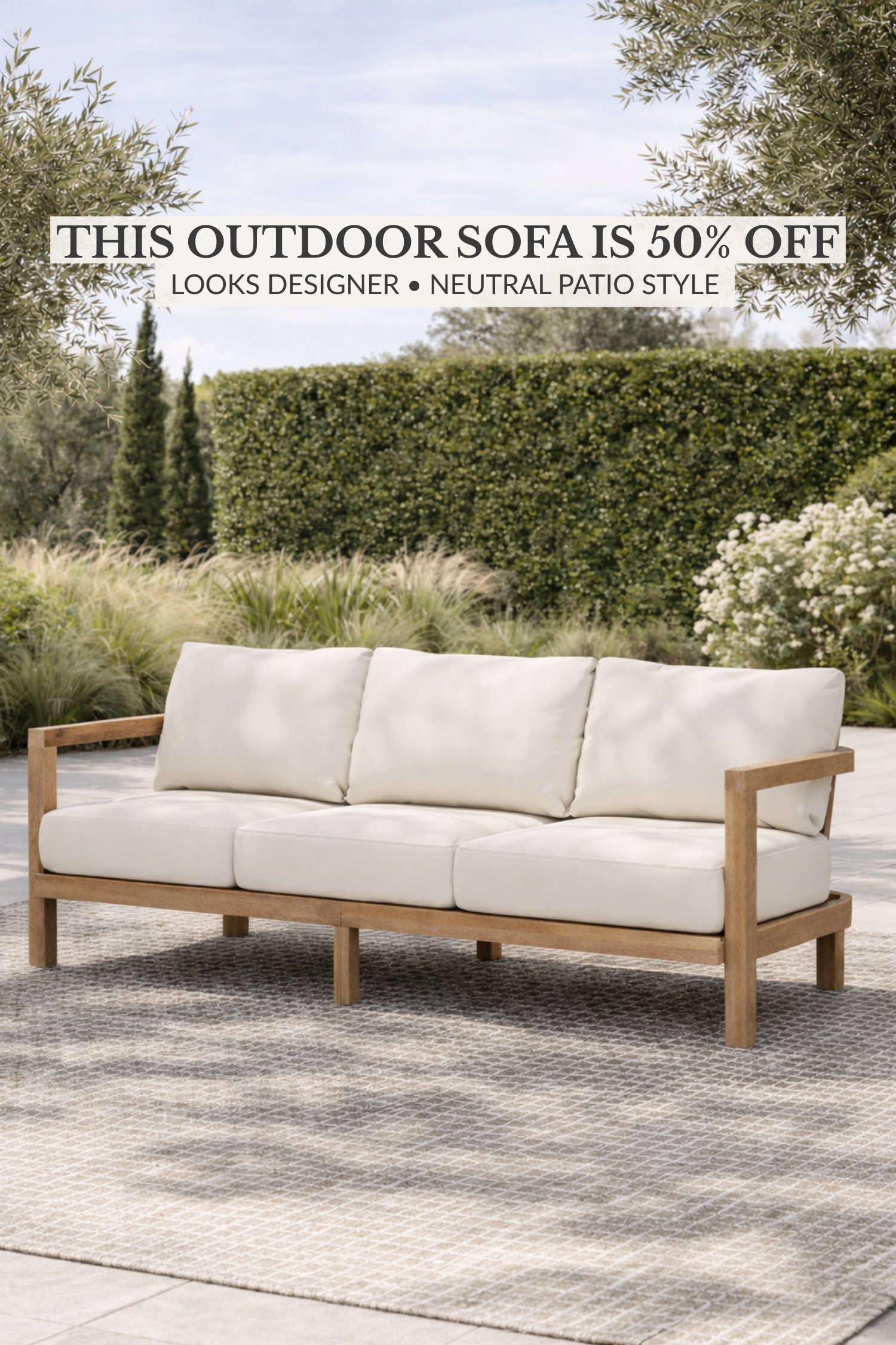 This outdoor sofa looks like a high-end designer piece — but it’s actually a Target find and it’s currently 50% off 🤍
The clean wood frame, neutral cushions, and timeless design make it perfect for patios, backyards, and outdoor living spaces. If you love designer outdoor furniture, neutral patio decor, and a true look for less, this deal is too good to pass up.

✔️ 50% off at Target
✔️ Neutral, designer look
✔️ Perfect for modern and transitional outdoor spaces

amazon find , target find , walmart find 

 

#LTKOver40 #LTKHome #LTKSaleAlert