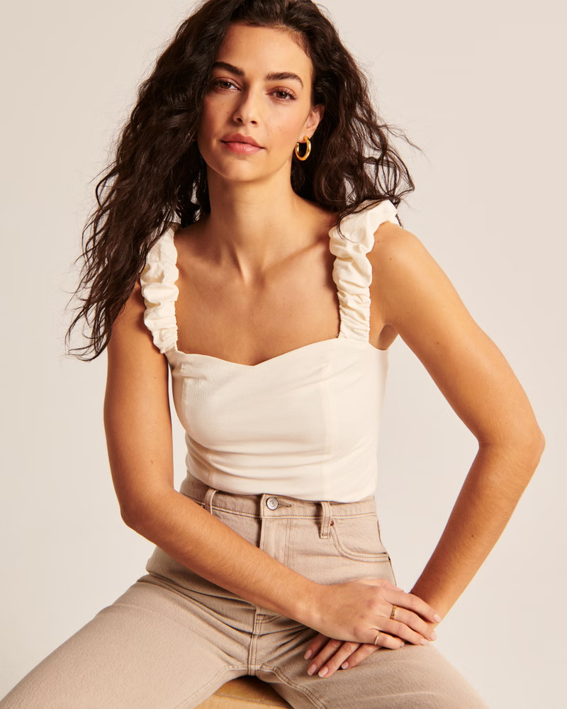 Scrunchie Strap Ruffle Top | Abercrombie & Fitch (US)