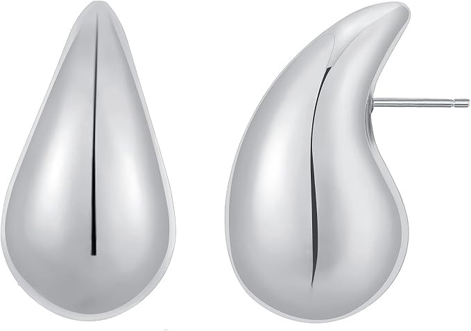 Rajputana Chunky Gold Hoop Earrings for Women, Lightweight Waterdrop Teardrop Hollow Open Hoops, ... | Amazon (UK)