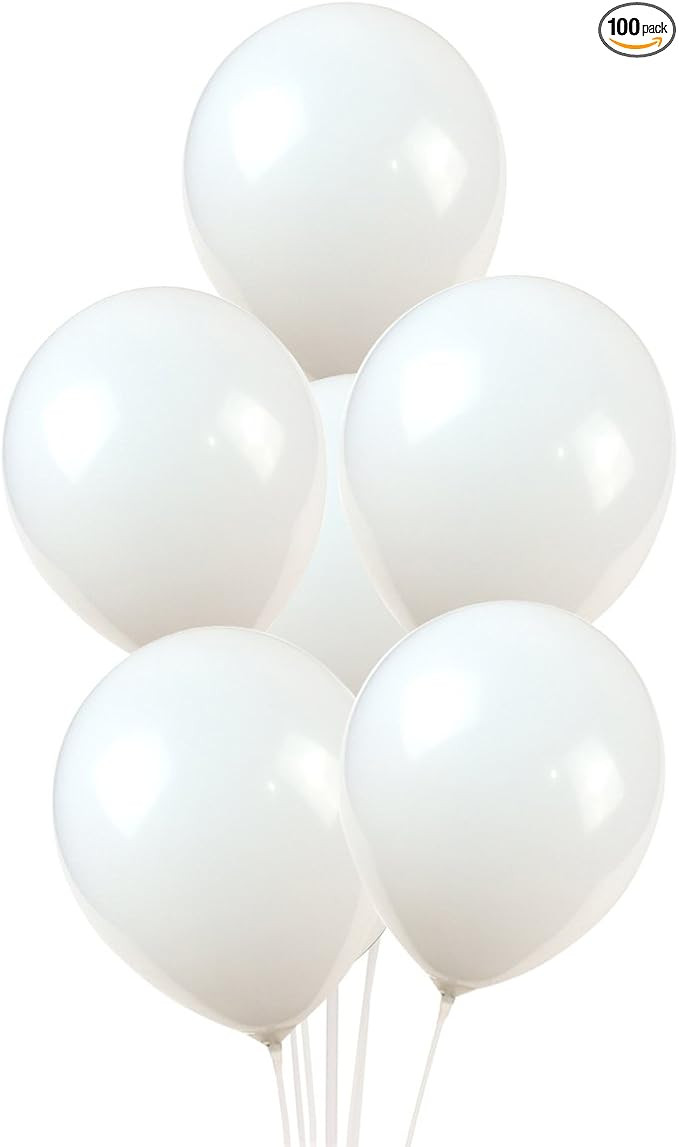 White Balloons,100 pcs 12 Inch Latex Balloons,for Wedding Birthday Party Baby Shower Christmas Pa... | Amazon (US)