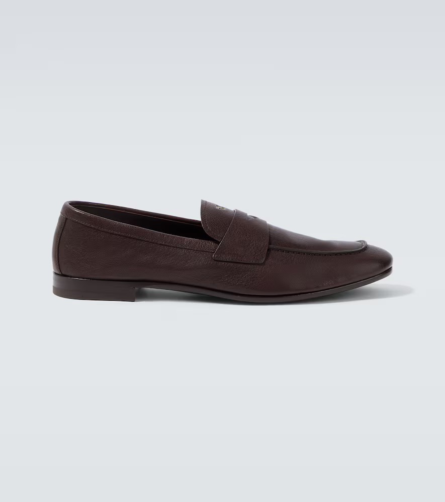 Prada Logo leather penny loafers | Mytheresa (US/CA)