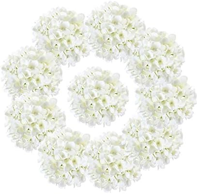 LUSHIDI 10PCS Silk Hydrangea Heads with Stems Artificial Flowers for Wedding Party Home Decor (Of... | Amazon (US)