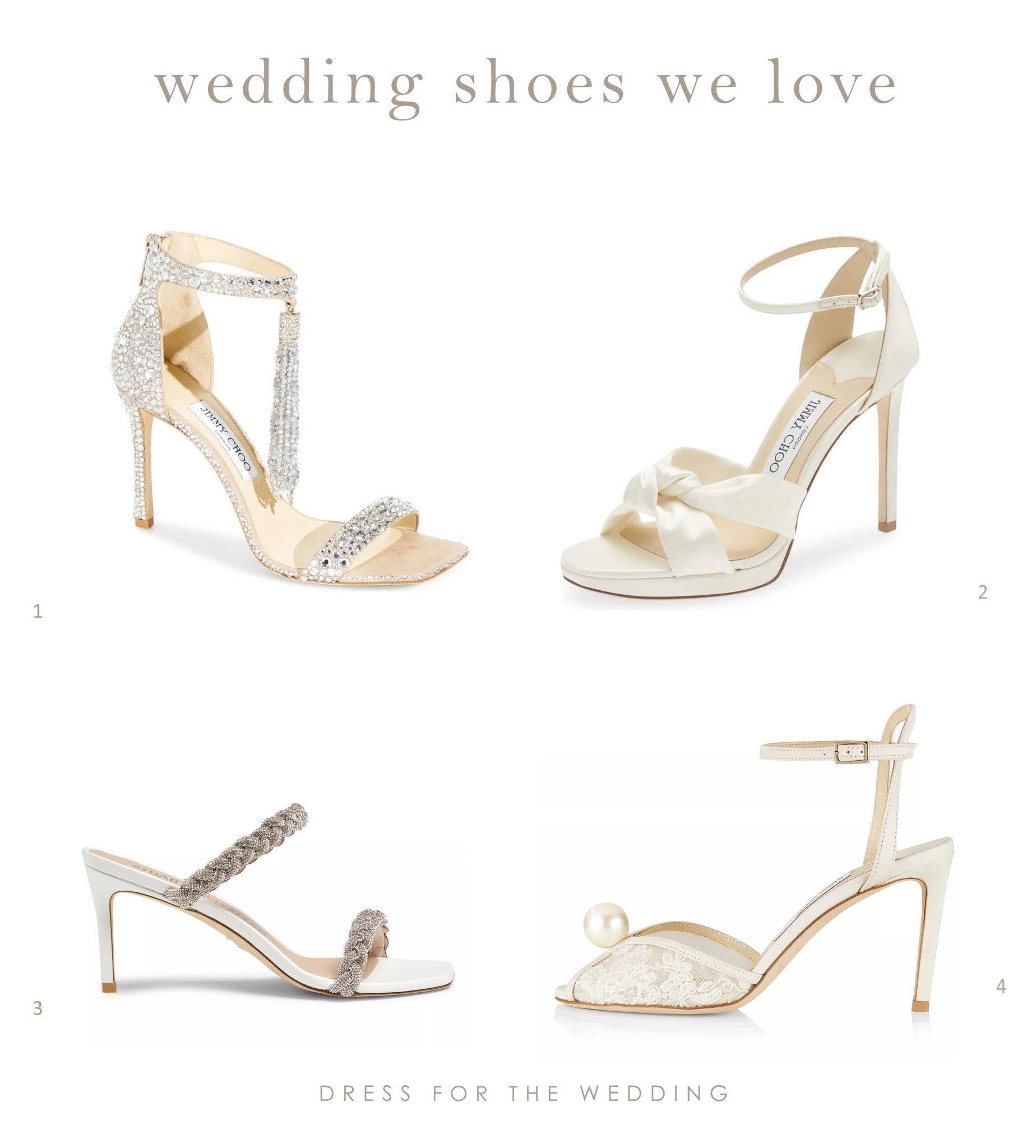 Designer heels, designer wedding shoes, designer bridal shoes, ivory heeled sandal, Jimmy Choo heels, Jimmy Choo wedding shoes, Stuart Weitzman sandals, white heels, embellished shoes. 
Engaged, planning a wedding or attending several weddings? Dress for the Wedding is a curated wedding shopping site. Follow us on the LIKEtoKNOW.it shopping app to get the product details for this look plus sale alerts on wedding attire, cute dresses under $100, ideas for wedding guest outfits, plus wedding decor and gift ideas! 

#LTKparties #LTKshoecrush #LTKwedding 

#LTKxNSale