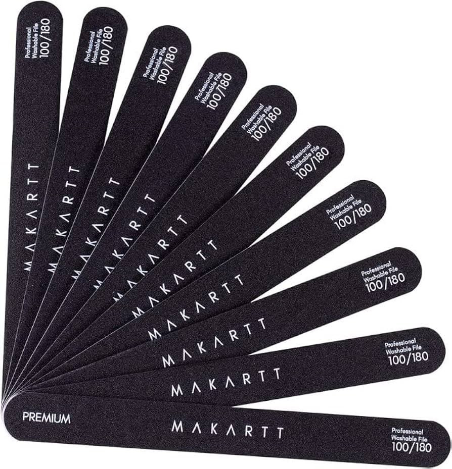 Makartt Nail File 100 180 Grit Emery Boards for Nails 10pcs Black Nail Files Professional Washabl... | Amazon (US)