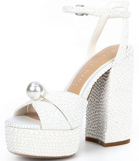 Gianni Bini KemaraTwo Open Toe Embellished Pearl Platform Sandals | Dillard's | Dillard's