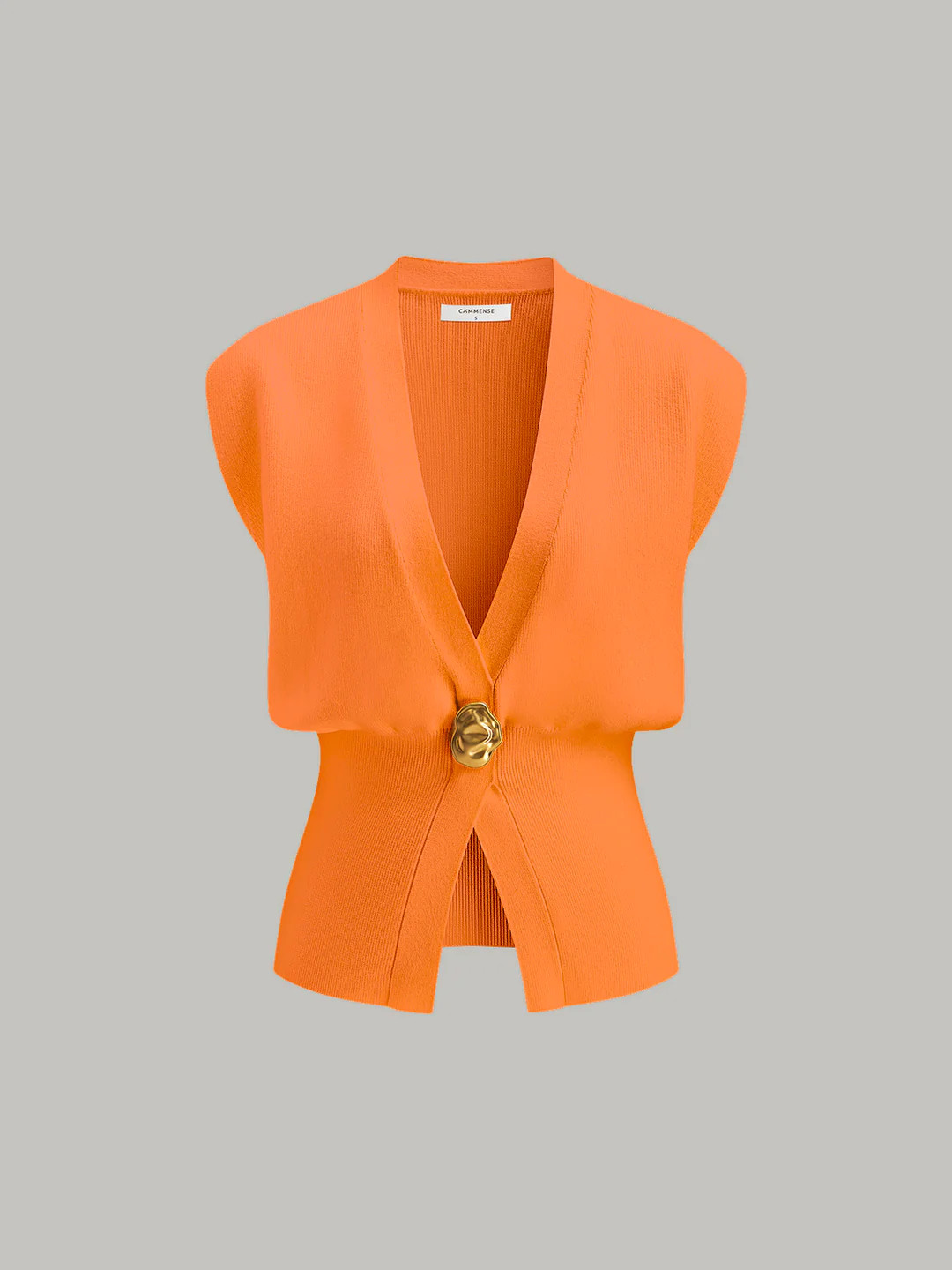 V-Neck Buttoned Detail Sweater Vest | Commense