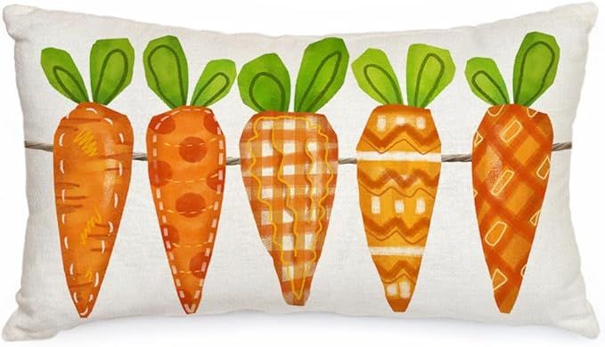 AACORS Easter Pillow Cover 12X20 Inch Five Watercolor Carrots Decorations Holiday Farmhouse Sprin... | Amazon (US)