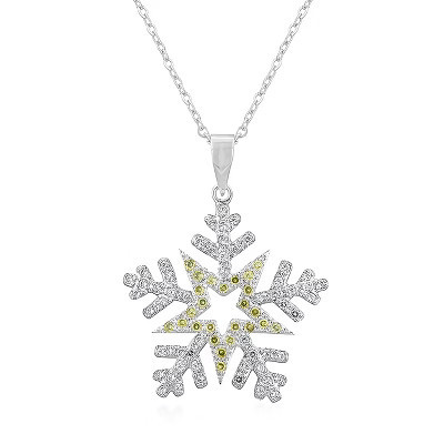 Slickblue Snowflake Pendant for Women, Rhodium-Plated, Pave Cubic Zirconia, 16-Inch Chain + 3-Inch Extender | Target